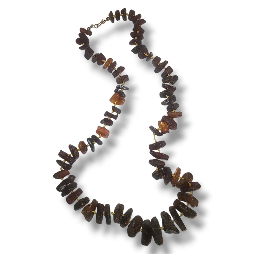 Vintage Baltic Amber Necklace Raw Chip Graduated 22" Cognac Honey 36g